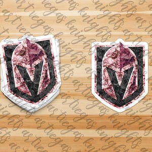 Logotipo principal de Los Vegas Golden Knights / Flores con rosas para concientizar sobre el cáncer de mama / Calcomanía de vinilo / Resistente al agua / Resistente al sol
