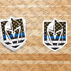 Logotipo principal de Las Vegas Golden Knights / Bandera de la delgada línea azul de Las Vegas / Adhesivo de vinilo / Resistente al agua / Resistente al sol