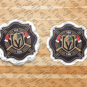 Logotipo principal de Las Vegas Golden Knights / Insignia de bombero / Calcomanía de vinilo / Resistente al agua / Resistente al sol