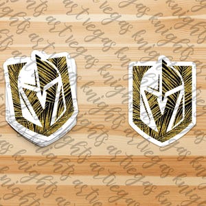 Calcomanía de vinilo con el logotipo principal de Los Vegas Golden Knights, hoja dorada brillante, resistente al agua y al sol
