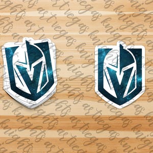 Calcomanía de vinilo con el logotipo principal de Las Vegas Golden Knights, cielo estrellado nocturno, resistente al agua y al sol