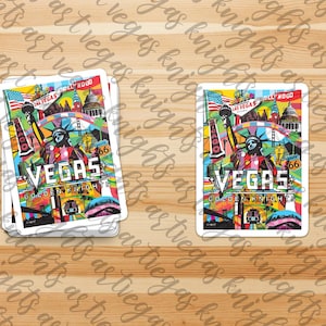 Logotipo principal de Las Vegas Golden Knights / Dibujo animado de Las Vegas Strip America / Adhesivo de vinilo / Resistente al agua / Resistente al sol