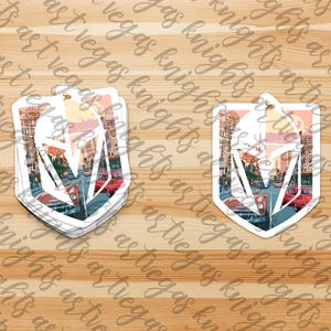 Logotipo principal de Las Vegas Golden Knights / Calcomanía de vinilo vintage de la vieja escuela del centro de Las Vegas Strip / Resistente al agua / Resistente al sol