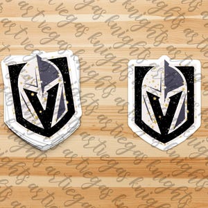 Calcomanía de vinilo con el logotipo principal de Las Vegas Golden Knights, cielo estrellado nocturno, resistente al agua y al sol