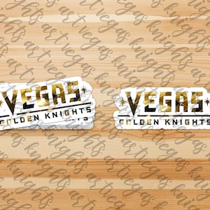 Las Vegas Golden Knights Palavras Logotipo principal | Dourado Dourado Metálico Geométrico | Adesivo de vinil | À prova d'água | Resistente ao sol