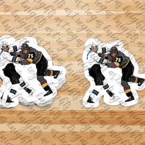 Las Vegas Golden Knights / Vegas Knights / Ryan Reaves y Evander Kane / Muffin Man / Ilustración de lucha / Logotipo principal / Calcomanía de vinilo