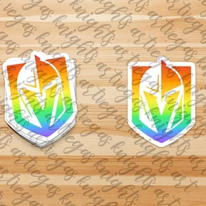 Calcomanía de vinilo con el logotipo principal de Las Vegas Golden Knights, ORGULLO, arcoíris, resistente al agua y al sol