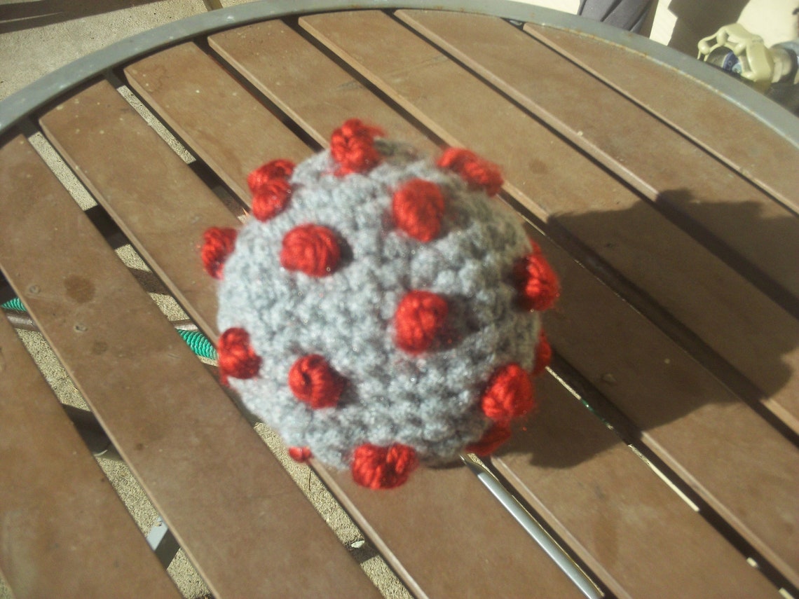 Virus Dog Toy Gray Ball With Red Baubles Toy Virus Plush Etsy