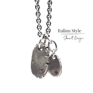 Mens Silver Necklace, Womens Jewelry, Italian Necklace, Boho Jewelry, Handcrafted Sterling Silver Necklace, For Him, For Her, Ruby Necklace image 1