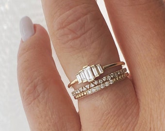 Art Deco Degrade Baguette Diamond Gold Ring, Baguette Diamond Ring, Diamond Ring, High End Degrade Diamond Ring, Diamond Engagement Ring