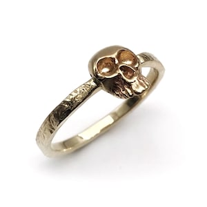 Skull Ring, 14K Solid Gold Skull Ring, Skull Engagement Ring, Gothic Skull Stacking Ring, Small Dainty Skull Ring Jewelry Memento Mori Ring