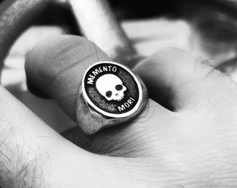 Memento Mori Skull Ring Gothic Ring, Oxidized Silver Skull Ring, Stacking Sterling Silver Goth Punk Jewelry, Skeleton Ring Unisex, Gift Idea