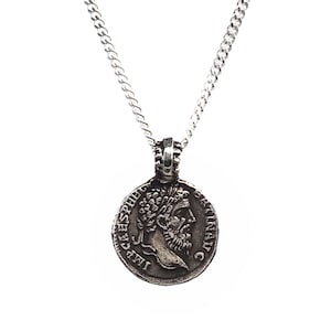 Oude Romeinse sterling zilver Brtinavo munt ketting, ketting voor mannen, ketting voor vrouwen, oude Griekse zilveren sieraden, cadeau voor kerst