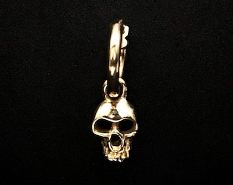Gouden schedeloorbel, 14K gouden schedeloorbel, gotische schedeloorbellen, kleine sierlijke schedeloorbellen, gouden schedelsieraden, skeletoorbellen