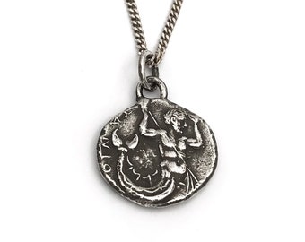 Poseidon Necklace, Serpents Necklace, Silver Necklace, Snake Necklace, Aqua Man Necklace, Coin Necklace, Boho Jewelry, Coin Jewelry, Snakes