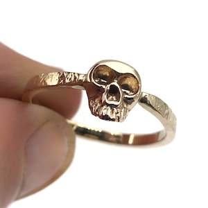 Skull Ring, 14K Solid Gold Skull Ring, Skull Engagement Ring, Gothic Skull Stacking Ring, Small Dainty Skull Ring Jewelry Memento Mori Ring