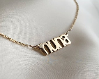 14K Solid Gold Name Necklace, Solid Gold Name, Gold Unisex Necklace, Necklace for Women, Your Name Necklace, Initial Gold Necklace, For Her