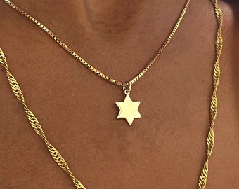 Dainty Star of David 14k Gold Necklace, Magen David Gold Necklace