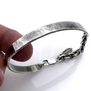 Rustic Cuff Chain Bracelet, Oxidized Silver Cuff, Cuff Bracelet, Silver Bangle, Mens Jewelry, For Him, Silver Men Bracelet, Boho Jewelry