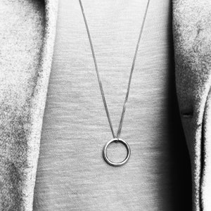Circle Necklace, Silver Necklace, Mens Necklace, Rustic Necklace, Hipsters Necklace, Gift For Him, Boho Necklace, Mens Jewelry, Circle Round