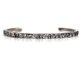 Geoxideerde sterlingzilveren herenmanchetarmband, handgemaakte manchetarmband, zilveren manchetarmband, cadeau voor man, geoxideerde zilveren herensieraden