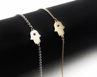 14k Gold Hamsa Gemstone Bracelet