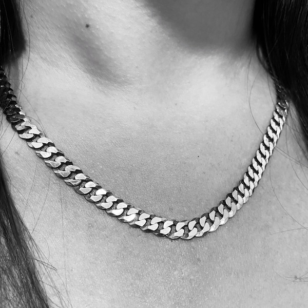 925 Sterling Silver Bold Curb Link Chain Necklace , Build Chain Necklace, Silver Necklace, Cuban Necklace, Silver Necklace, Mens Necklace