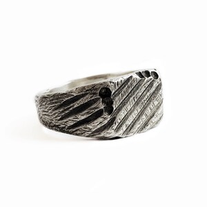 Mens Oxidized Silver Signet Ring, Silver Signet Ring, Mens Silver Ring, Silver Strips Signet Ring, Mens Silver Jewelry, Gift Idea For Him