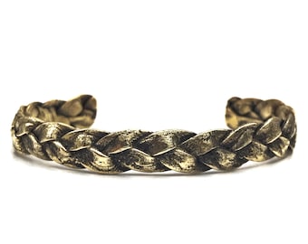 Heren manchet geoxideerd messing gevlochten manchetarmband, geoxideerd messing manchet voor herensieraden, sieraden voor mannen, unieke manchetarmband, kerstcadeau