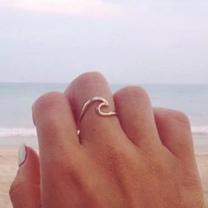 Gold Wave Ring, Surfer Girl Gift Idea, Hawaiian Jewelry, Handmade