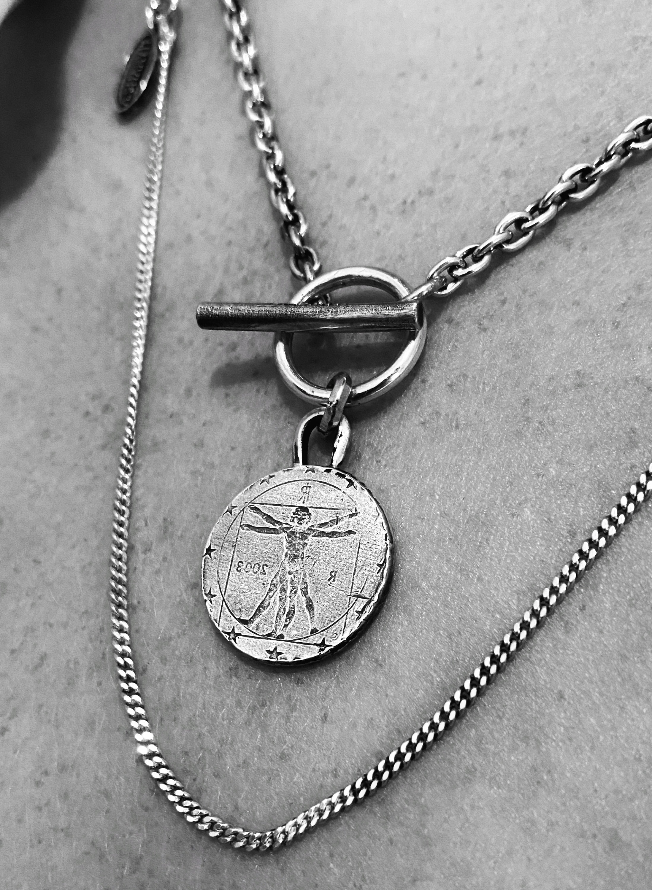 Sterling Silver Leonardo Da Vinci Necklace, Signet Coin Sterling Silver Leonardo Da Vinci Necklace, Signet Coin