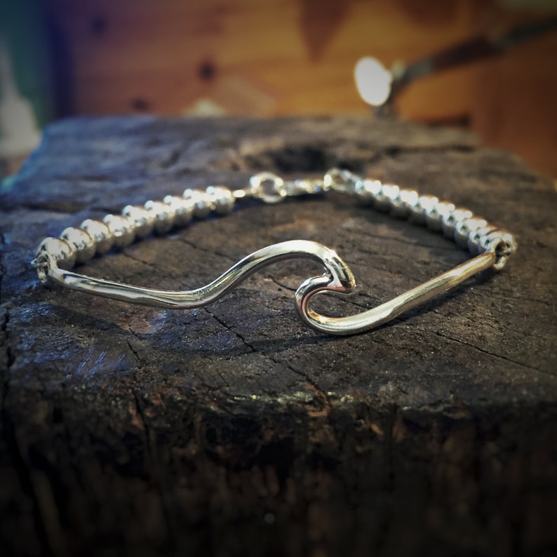 Wave Bracelet Sterling silver wave bracelet Surf jewelry Etsy