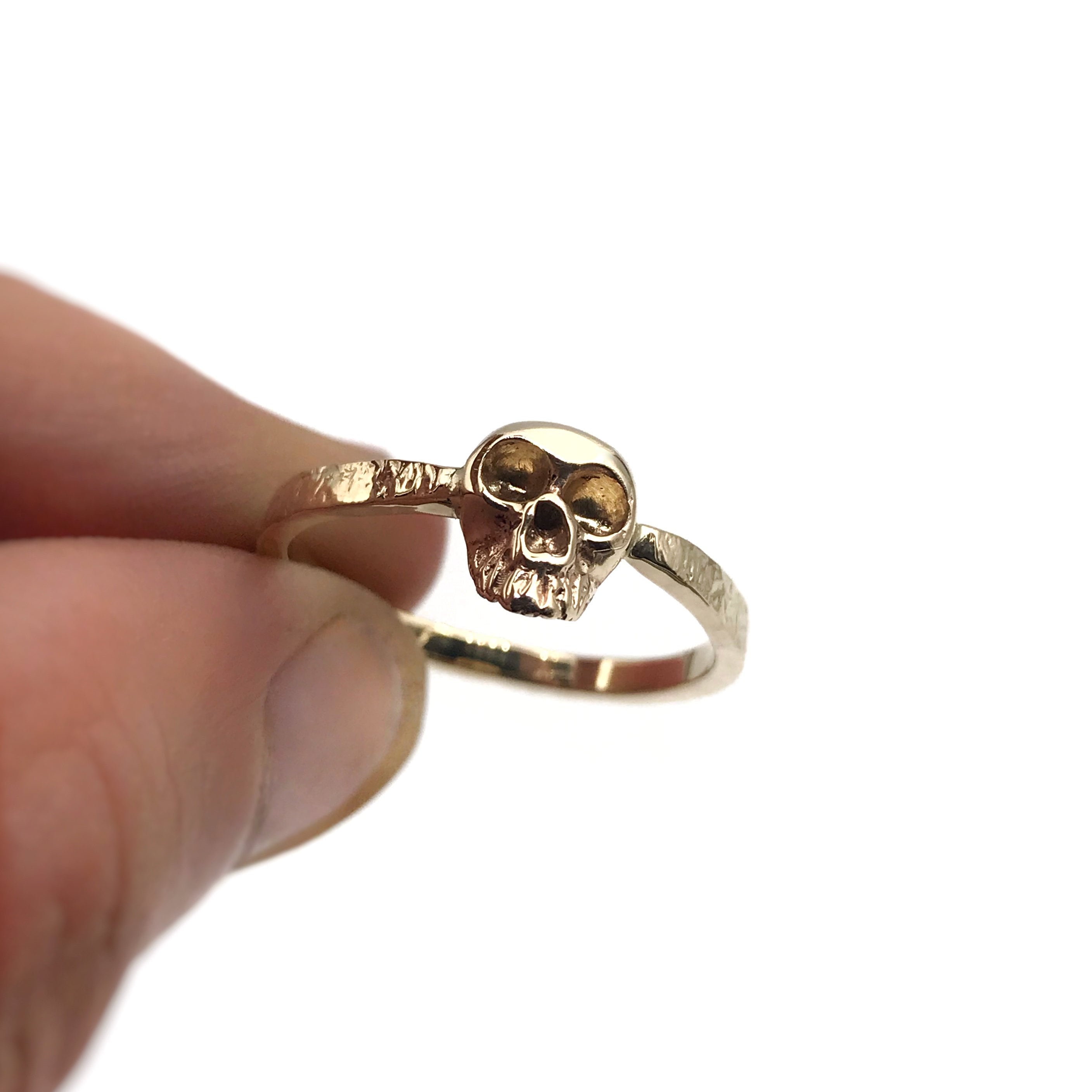 Skull Ring, 14K Solid Gold Skull Ring, Skull Engagement Ring