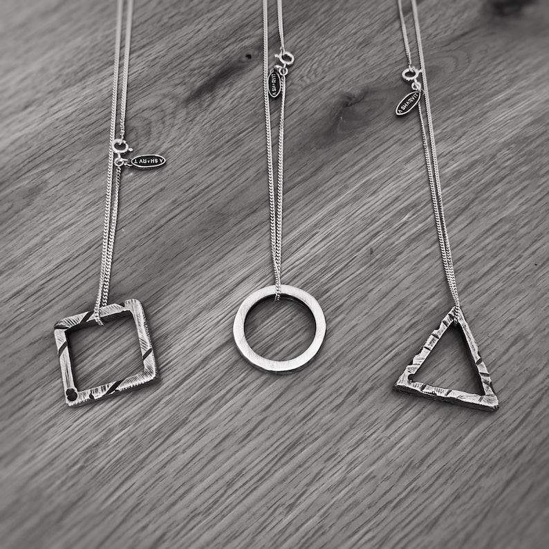 Circle Necklace Silver Necklace Mens Necklace Rustic Etsy