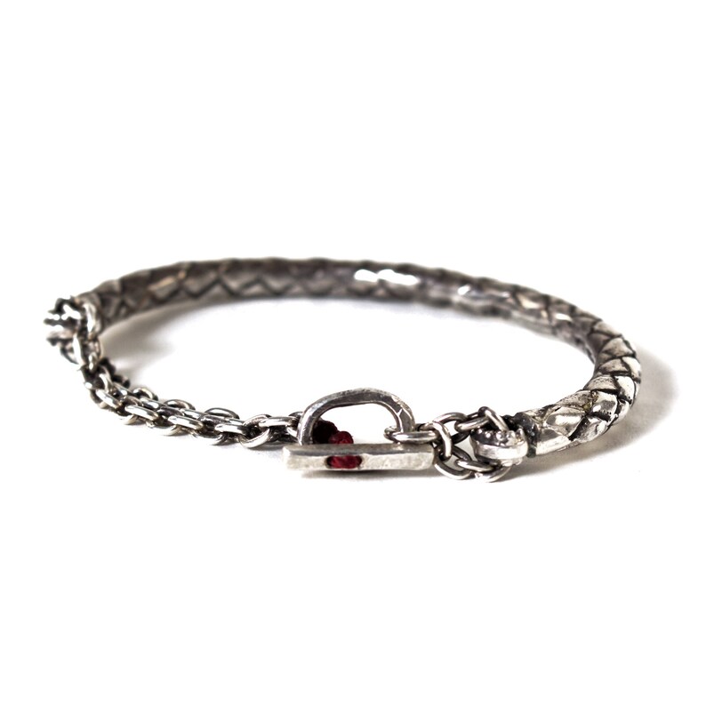 Men's braided cuff bracelet Unique oxidized sterling Etsy