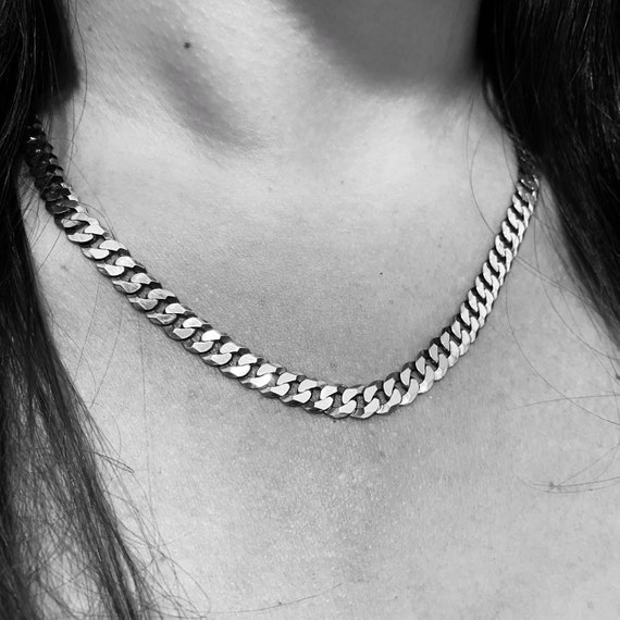 925 Sterling Silver Bold Curb Link Chain Necklace Build | Etsy