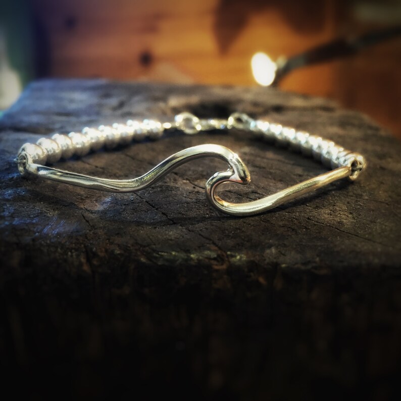 Wave Bracelet Sterling silver wave bracelet Surf jewelry | Etsy