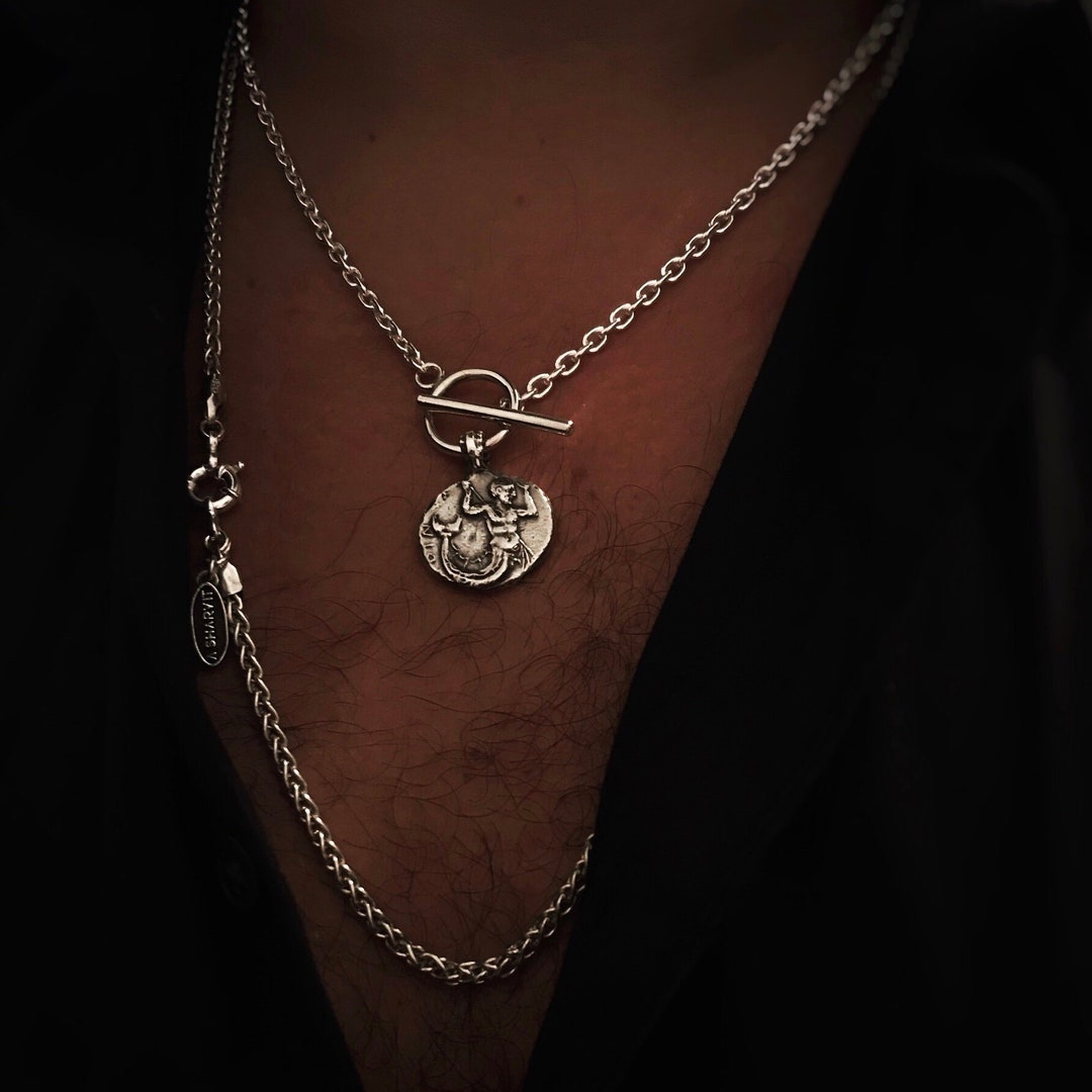 Poseidon Necklace, Silver Necklace, Toggle Necklace, Womens Silver