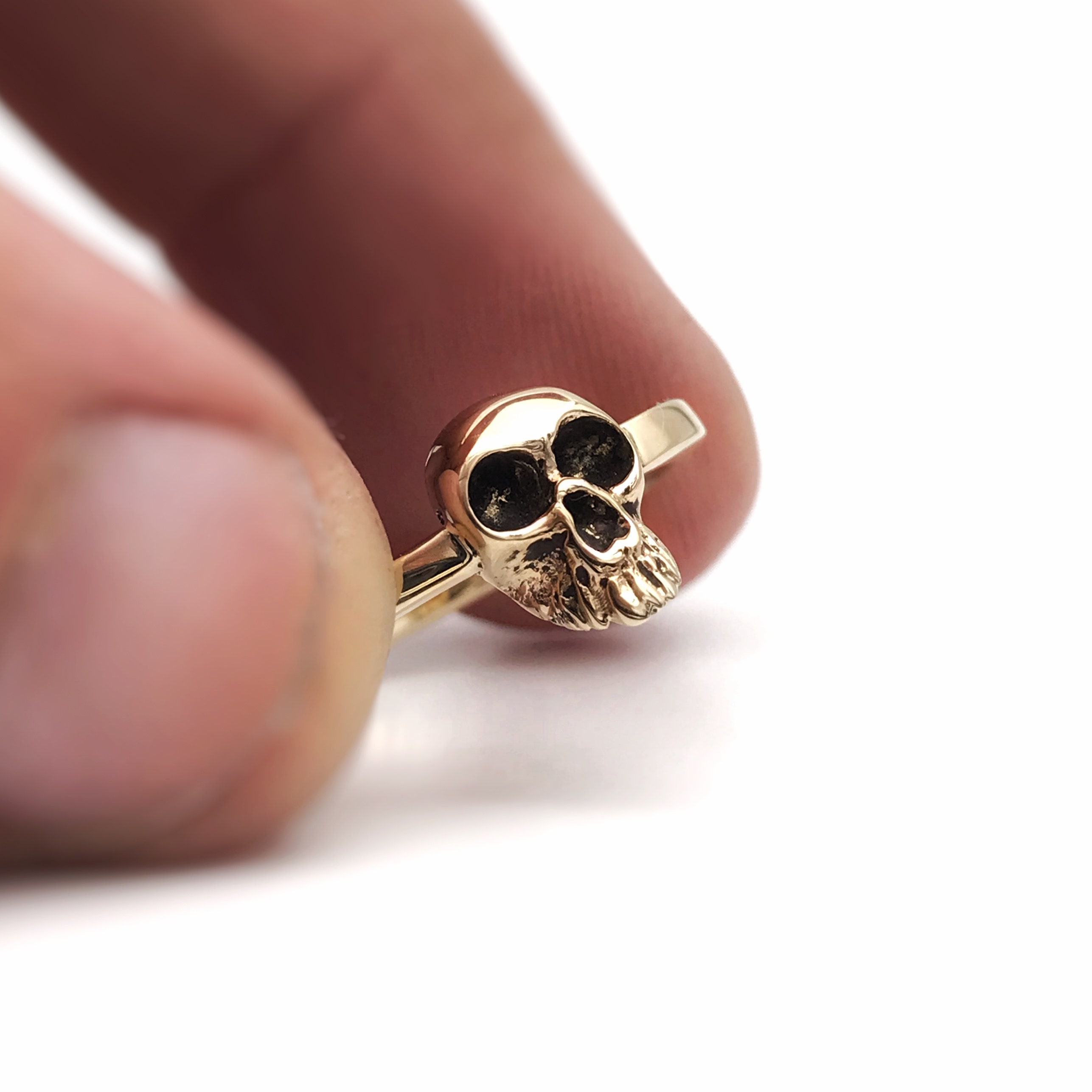 Skull Ring 14K Solid Gold Skull Ring Skull Engagement Ring Etsy