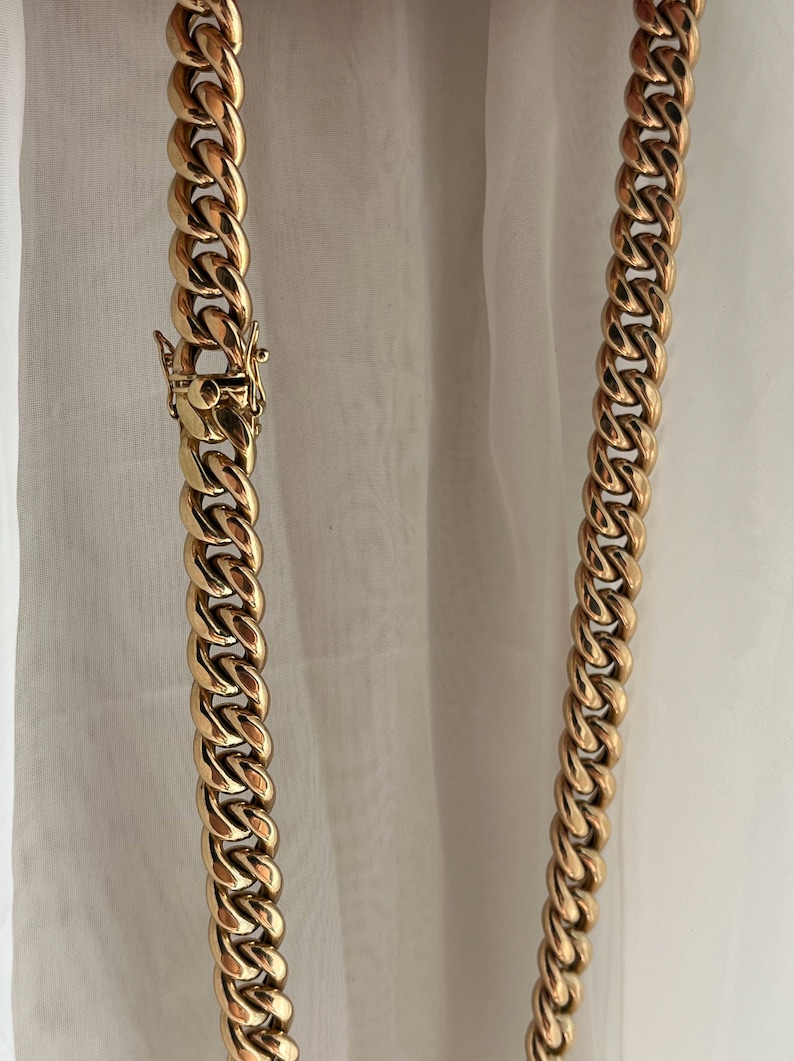 10k Solid Gold Bold Miami Cuban Chain Necklace, Solid Gold vintage jewelry, Bold Link Gold Necklace, Solid Gold Vintage Chain, For Him & Her image 5