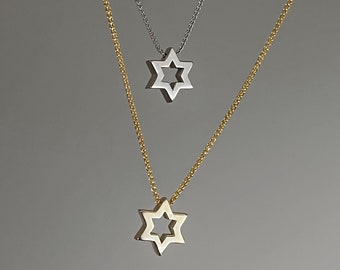 Star of David 14k Gold Necklace, Magen David Gold Necklace