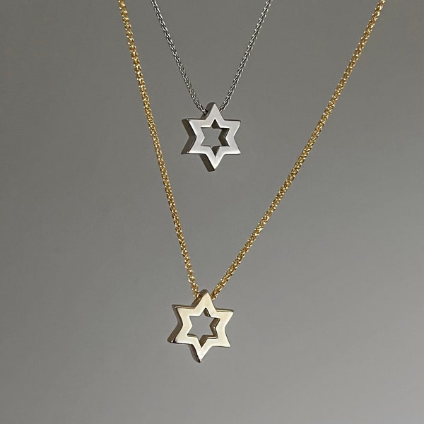 Star of David 14k Gold Necklace, Magen David Gold Necklace