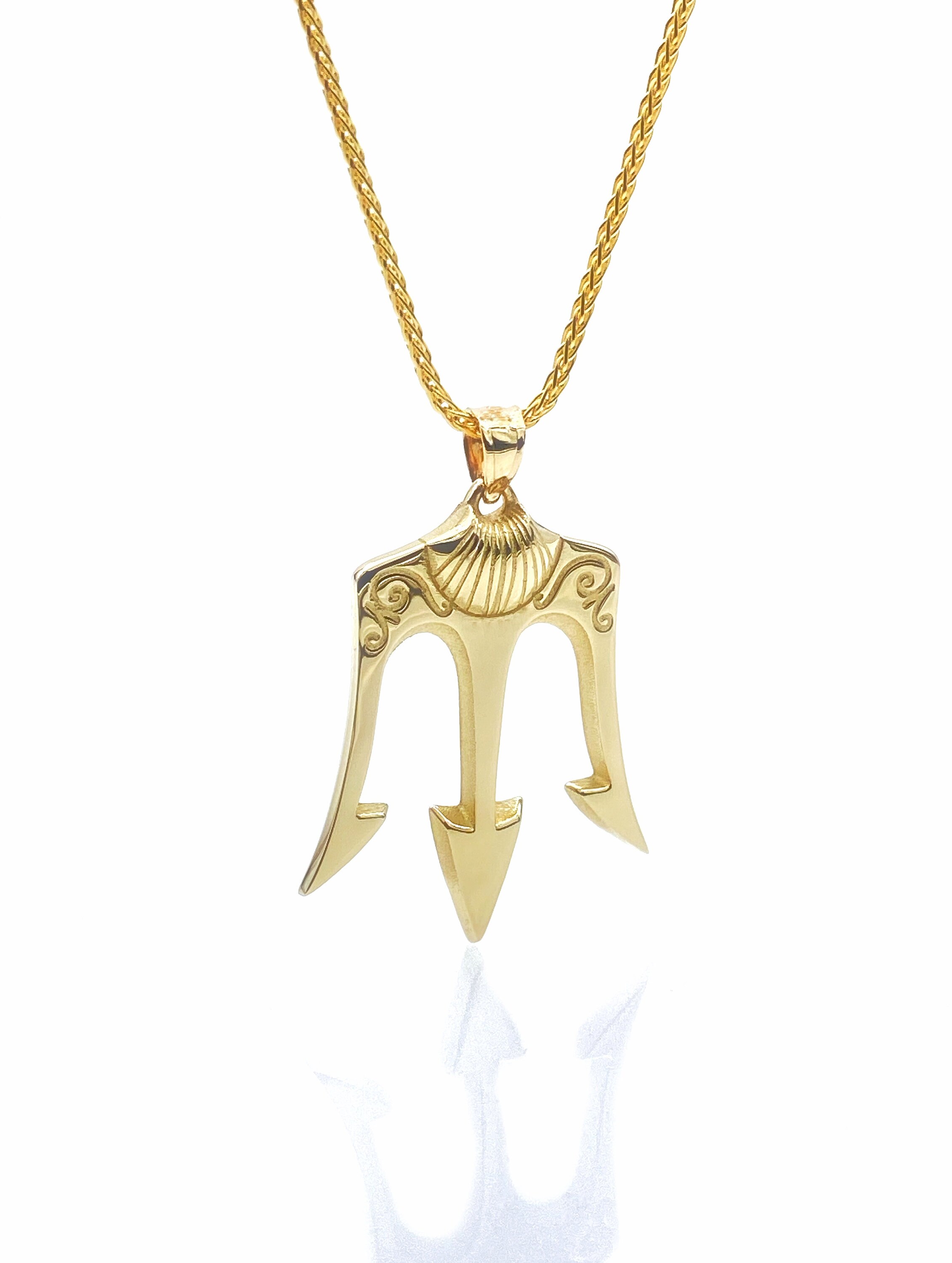 14k Solid Gold Poseidon Trident 