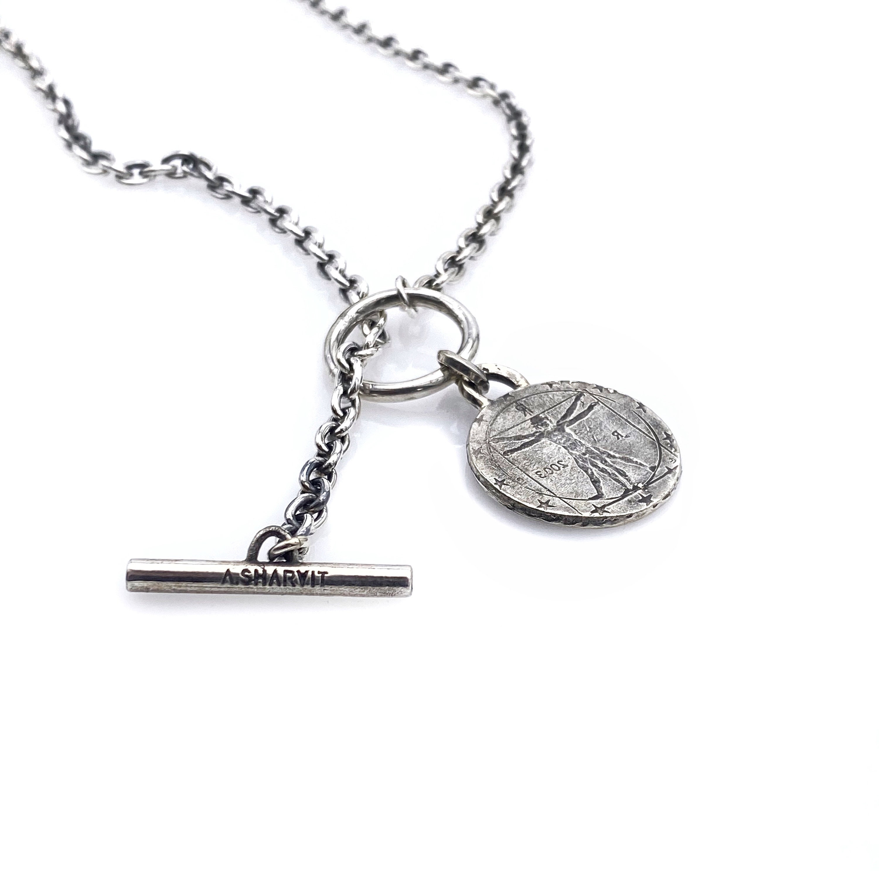 Sterling Silver Leonardo Da Vinci Necklace, Signet Coin
