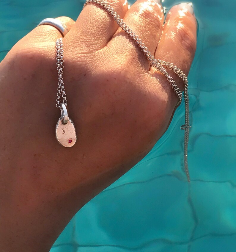 Mens Silver Necklace, Womens Jewelry, Italian Necklace, Boho Jewelry, Handcrafted Sterling Silver Necklace, For Him, For Her, Ruby Necklace image 3