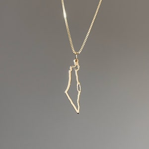Stand With Israel 14k Gold Map of Israel Necklace