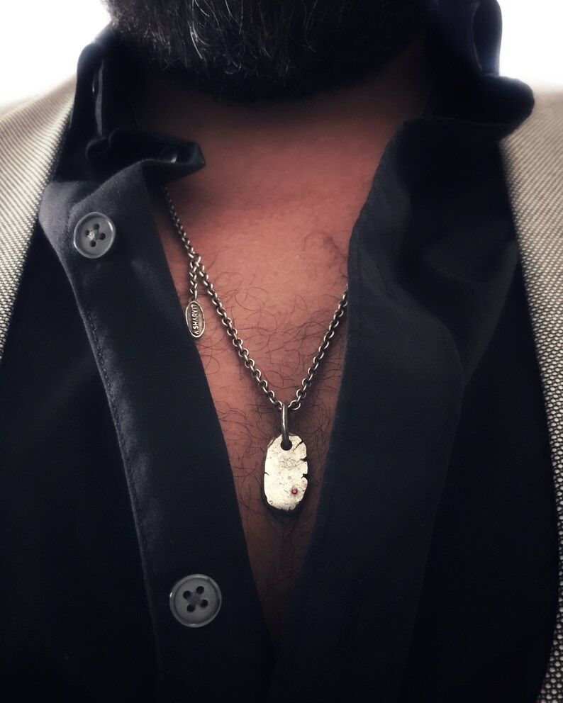 Mens Silver Necklace, Womens Jewelry, Italian Necklace, Boho Jewelry, Handcrafted Sterling Silver Necklace, For Him, For Her, Ruby Necklace image 4