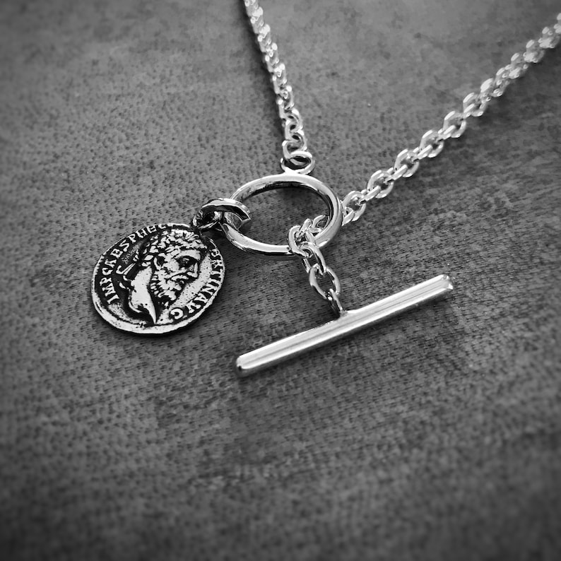 Silver Necklace Toggle Necklace Womens Silver Necklace Mens Etsy