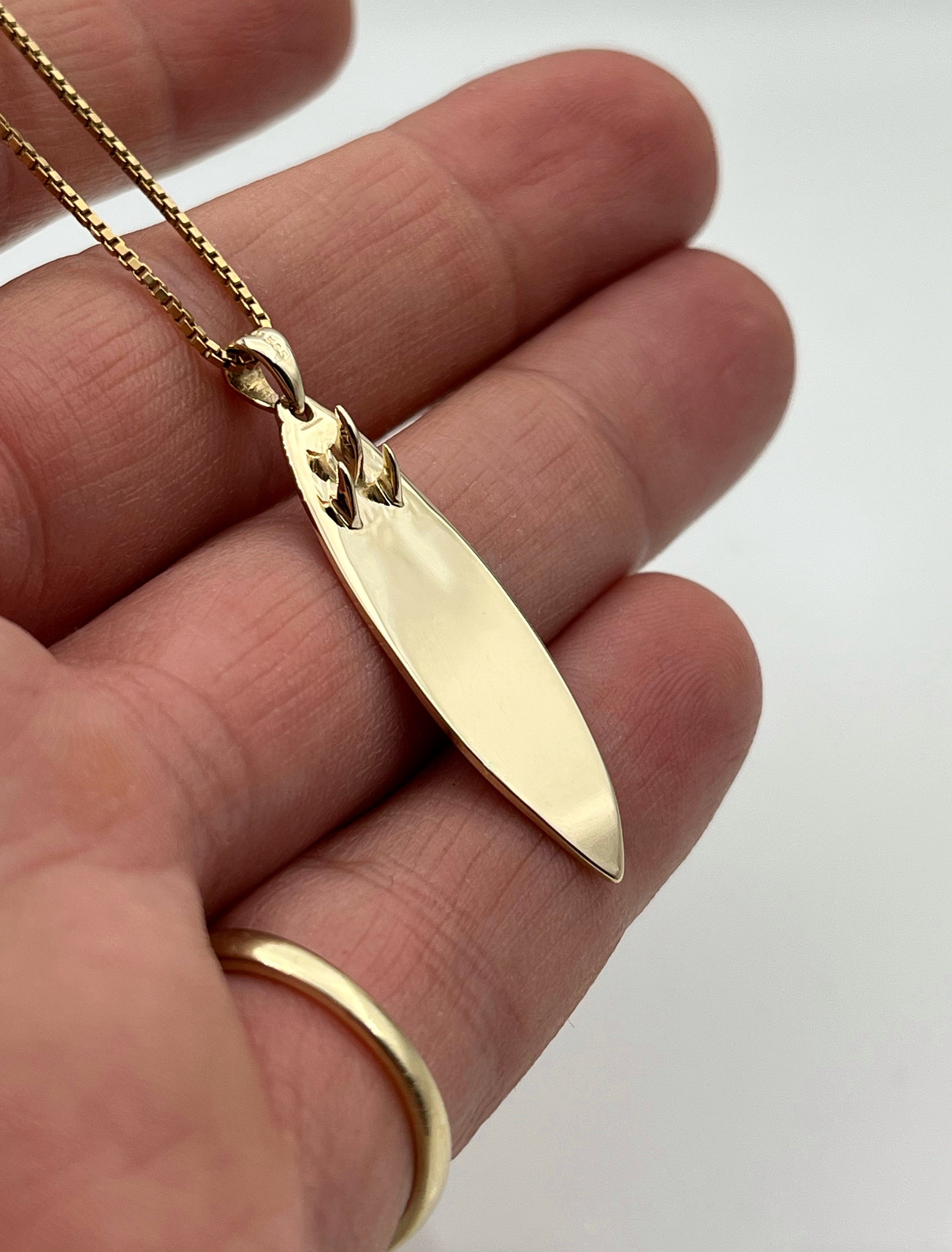 ★VINTAGE HOLLYWOOD★ Simple Surfing Board Necklace Surf Board Necklace / Silver 925 / Surf and Sup Lovers
