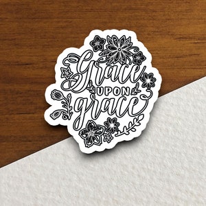 Autocollant grâce sur grâce, autocollant religieux, autocollant foi, autocollant culte, autocollant chrétien, autocollant planificateur, autocollant grâce
